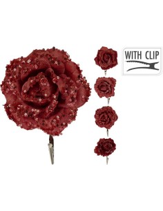 dh8055020-flower glitter on clip red 11c