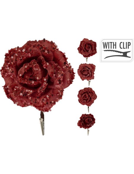 dh8055020-flower glitter on clip red 11c