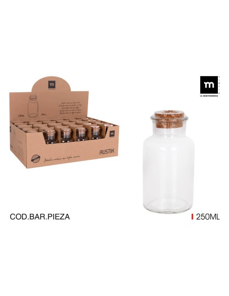 be03030171012-pot verre a/bouchon liege 250ml m