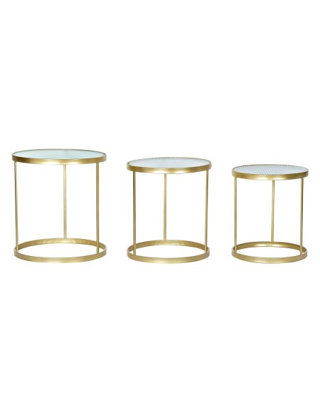 table auxiliaire 3/3 métal verre 46x46x50 doré