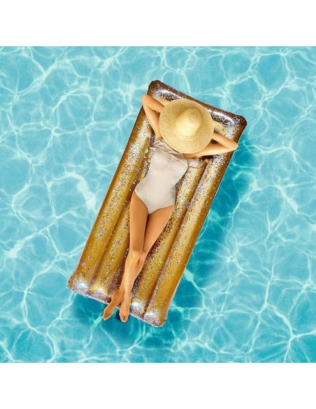 di9015 - matelas gonflable a paillettes dorees 181cm m6