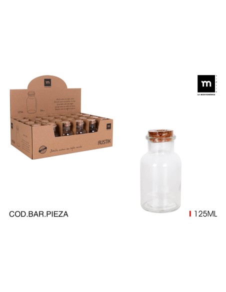 pot verre a/bouchon liege 125ml m