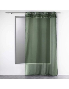 1626842-panneau a oeillets 140 x 240 cm voile sable+franges zagora kaki
