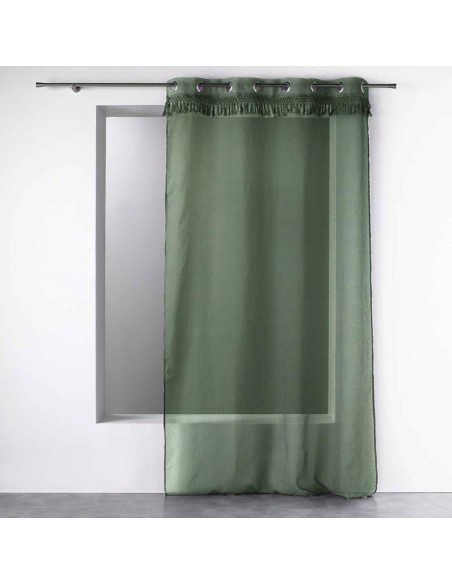 1626842-panneau a oeillets 140 x 240 cm voile sable+franges zagora kaki