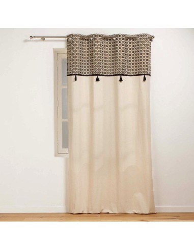 rideau a oeillets 140 x 240 cm coton uni+top imp. met.+pompon esmina