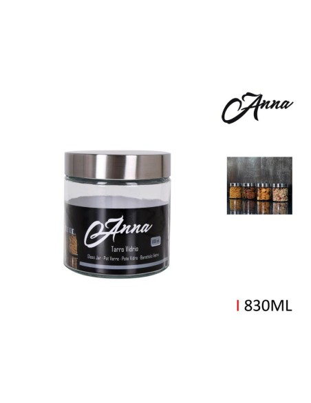 boite verre 830ml a/couvercle inox anna