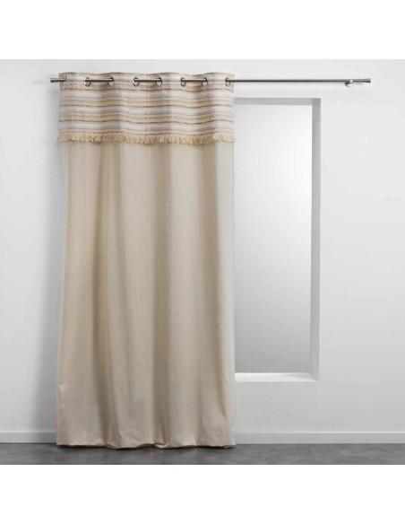 1609578 - rideau a oeillets 140 x 240 cm coton uni+top tisse+franges atlas natur