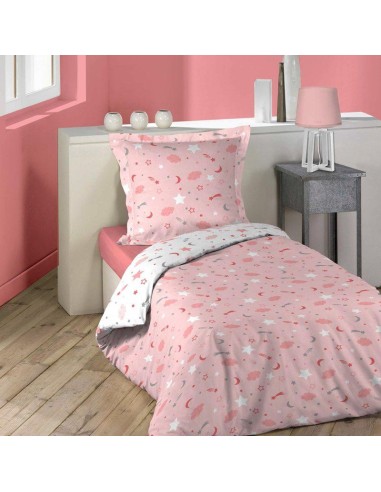 1643917-parure 2 p. 140 x 200 cm imp. phosphorescent 42 fils allover fluogirl