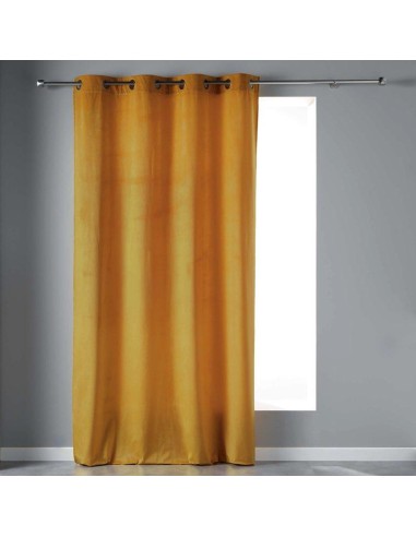 rideau a oeillets 140 x 240 cm velours uni velvetine jaune
