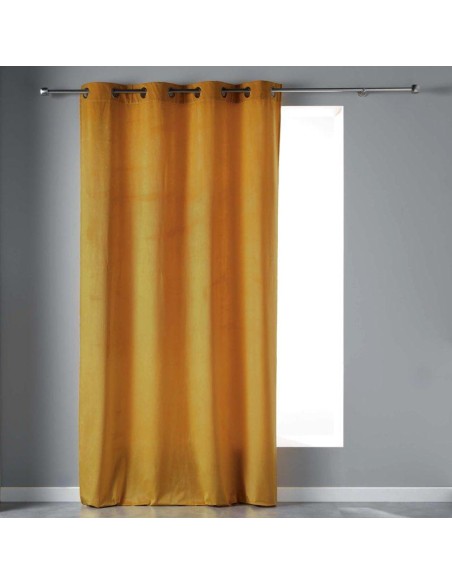 rideau a oeillets 140 x 240 cm velours uni velvetine jaune