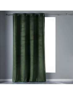 rideau a oeillets 140 x 240 cm velours uni velvetine kaki