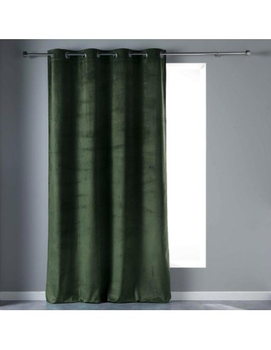 rideau a oeillets 140 x 240 cm velours uni velvetine kaki