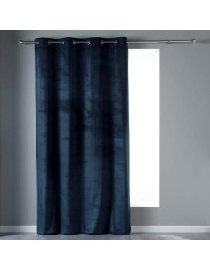 rideau a oeillets 140 x 240 cm velours uni velvetine marine
