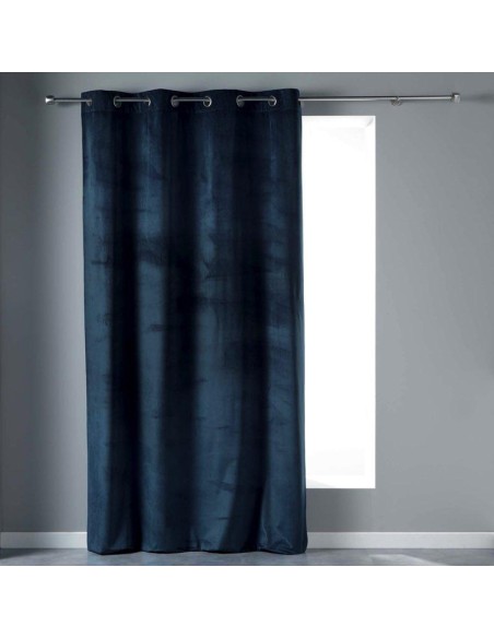 rideau a oeillets 140 x 240 cm velours uni velvetine marine