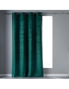 rideau a oeillets 140 x 240 cm velours uni velvetine petrole