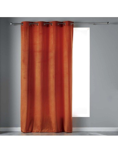 rideau a oeillets 140 x 240 cm velours uni velvetine terracotta
