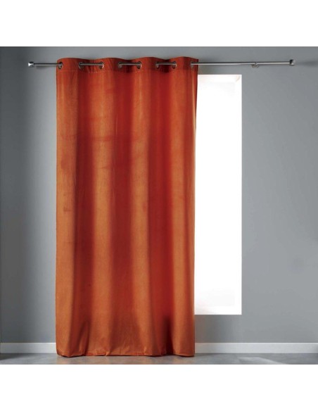 rideau a oeillets 140 x 240 cm velours uni velvetine terracotta