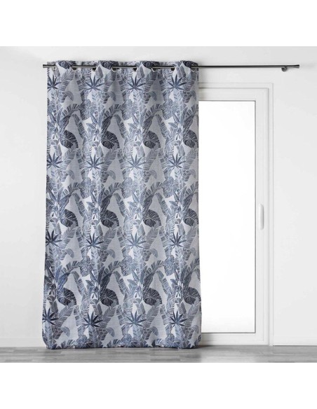 rideau a oeillets 140 x 260 cm jacquard faggy bleu