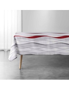 nappe rectangle 150 x 240 cm polyester imprime ondulys blanc/rouge