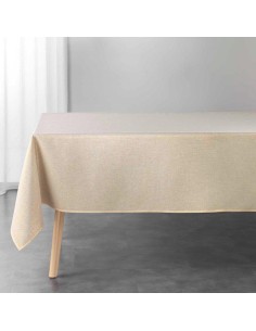 1722872-nappe rectangle 140 x 240 cm polyester uni+fils metallises silvery lin/o