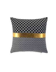 1609398- housse de coussin +encart 40 x 40 cm coton imprime or blackor des. plac