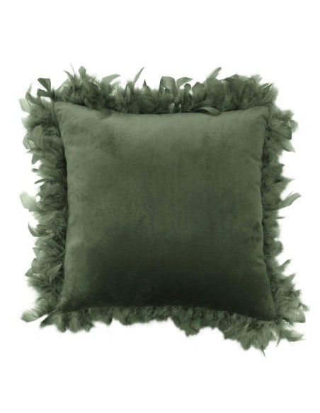1609666-coussin compresse plumes 40 x 40 cm velours uni marlina kaki