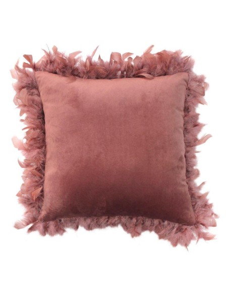 1609662-coussin compresse plumes 40 x 40 cm velours uni marlina rose