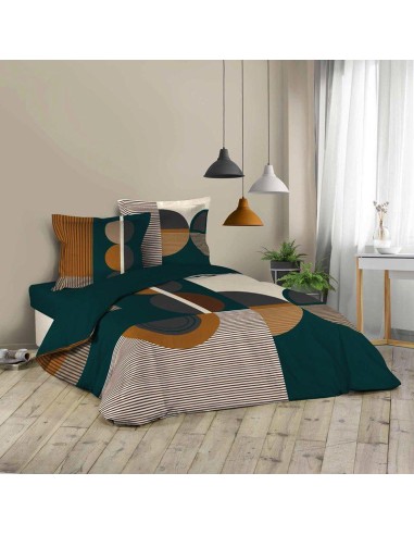 parure 3 p. 260 x 240 cm imprime 42 fils dessin place sixties bleu