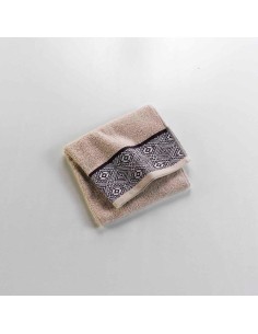 serviette de toilette 50 x 90 cm eponge unie jacquard esteban beige