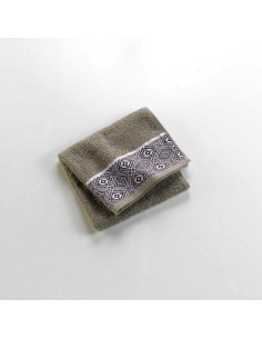 serviette de toilette 50 x 90 cm eponge unie jacquard esteban kaki
