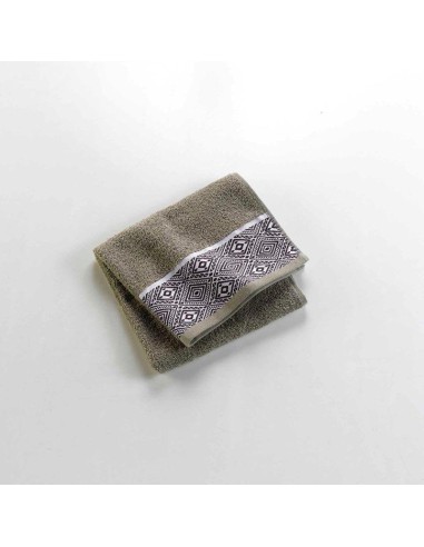 serviette de toilette 50 x 90 cm eponge unie jacquard esteban kaki