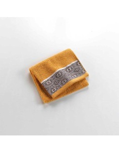 serviette de toilette 50 x 90 cm eponge unie jacquard esteban ocre