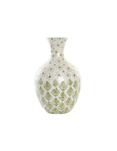 vase nacre bambou 31x31x50 feuilles naturel vert