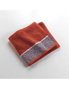 drap de douche 70 x 130 cm eponge unie jacquard esteban terracotta