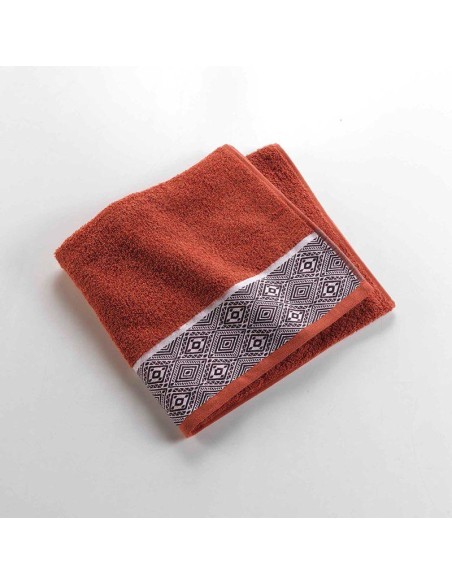 drap de douche 70 x 130 cm eponge unie jacquard esteban terracotta