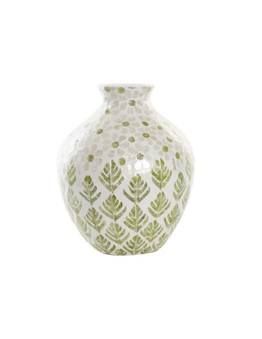 vase nacre bambou 30x30x36 feuilles naturel vert