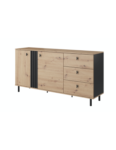 buffet/commode madis 15/2d 2prtes - 3 tiroirs - 165.1x82.2x40cm