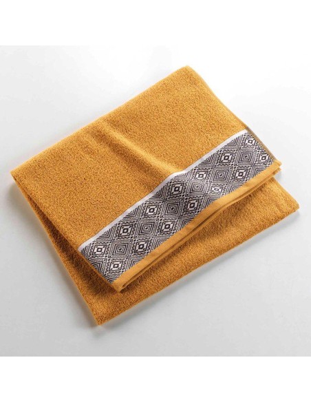 drap de bain 90 x 150 cm eponge unie jacquard esteban ocre