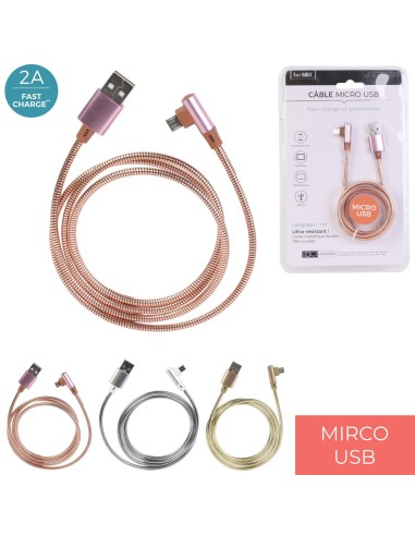 cable chg rapide 2a sync micro usb metal m12