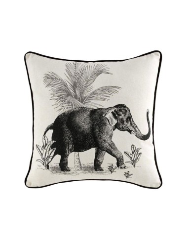 1609790-coussin dehous compr passepoil 45 x 45 cm coton imprime elephantis des.