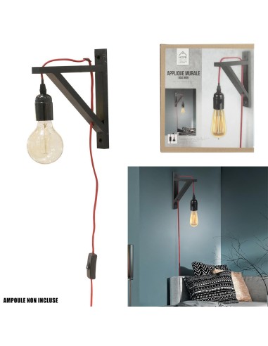 lampe murale noire cable rouge m4