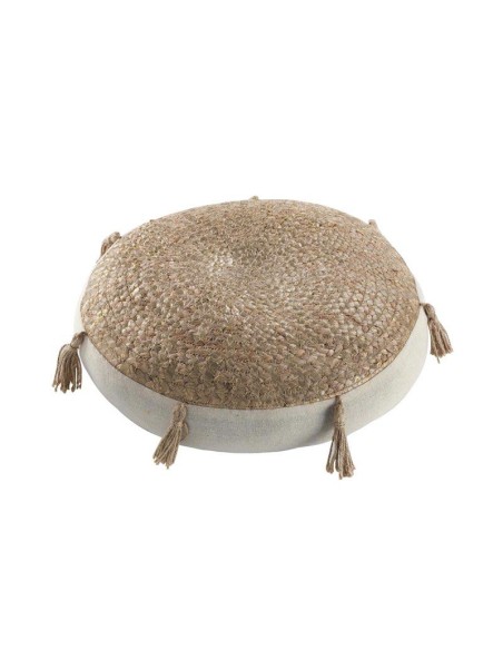 1608964-coussin de sol (0) 45 cm jute uni+pompons+coton uni sisea