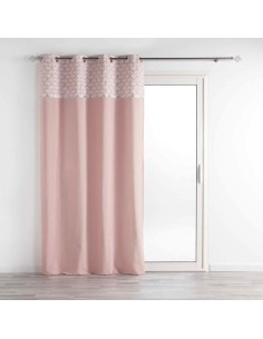 rideau a oeillets 140 x 240 cm coton uni+top imp. metallise artchic rose