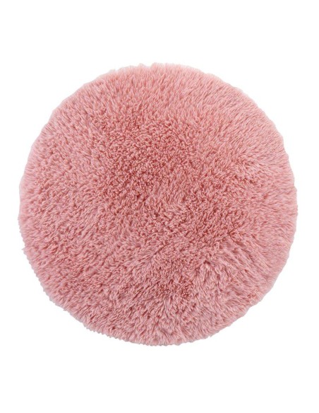 1609485-tapis rond (0) 90 cm imitation fourrure+fils metal. queeny rose