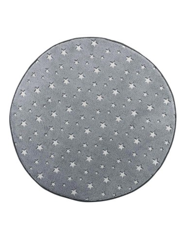 1609490-tapis rond (0) 90 cm flanelle unie phosphorescente fluo night gris