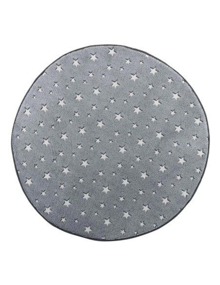 1609490-tapis rond (0) 90 cm flanelle unie phosphorescente fluo night gris