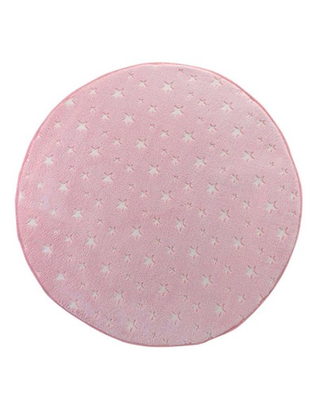 1609489-tapis rond (0) 90 cm flanelle unie phosphorescente fluo night rose