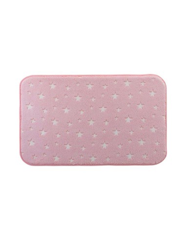 1609487-tapis rectangle 50 x 80 cm flanelle unie phosphorescente fluo night rose