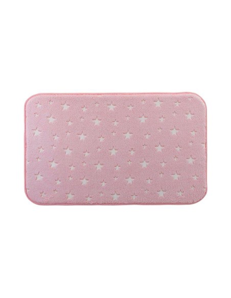1609487-tapis rectangle 50 x 80 cm flanelle unie phosphorescente fluo night rose