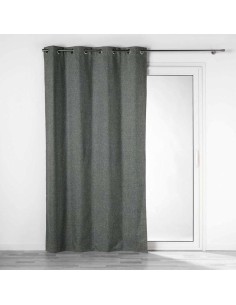 rideau a oeillets 140 x 260 cm 100% occultant/chambray uni crepuscule anthracite